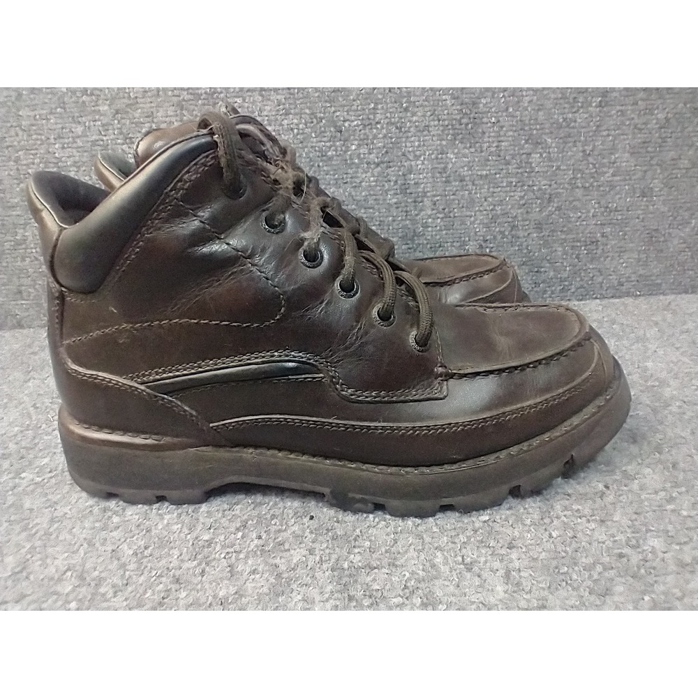 Rockport Mens 7.5 Brown Leather Vibram Sole Moc Toe Chukka Boots Waterproof